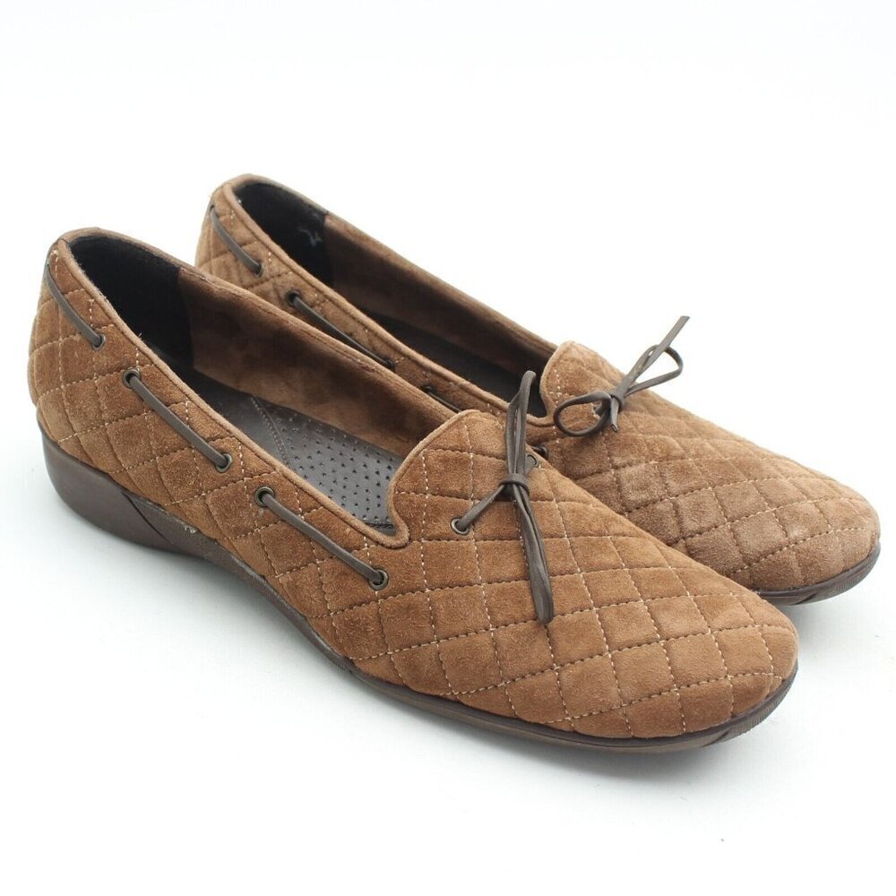 Eric Javits Brown Suede Leather Flats Size 7.5 Narrow